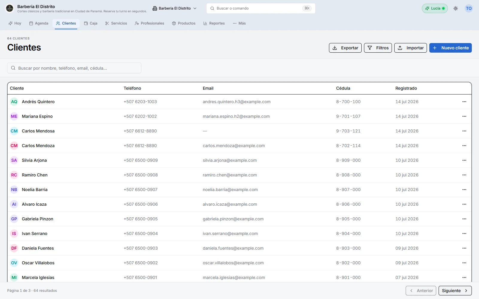 Ficha de cliente en Citook con su historial de citas y notas internas